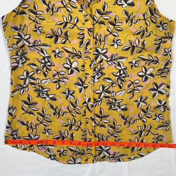 Banana Republic Yellow Floral Blouse Sleeveless Lightweight Size SP - Picture 10 of 14
